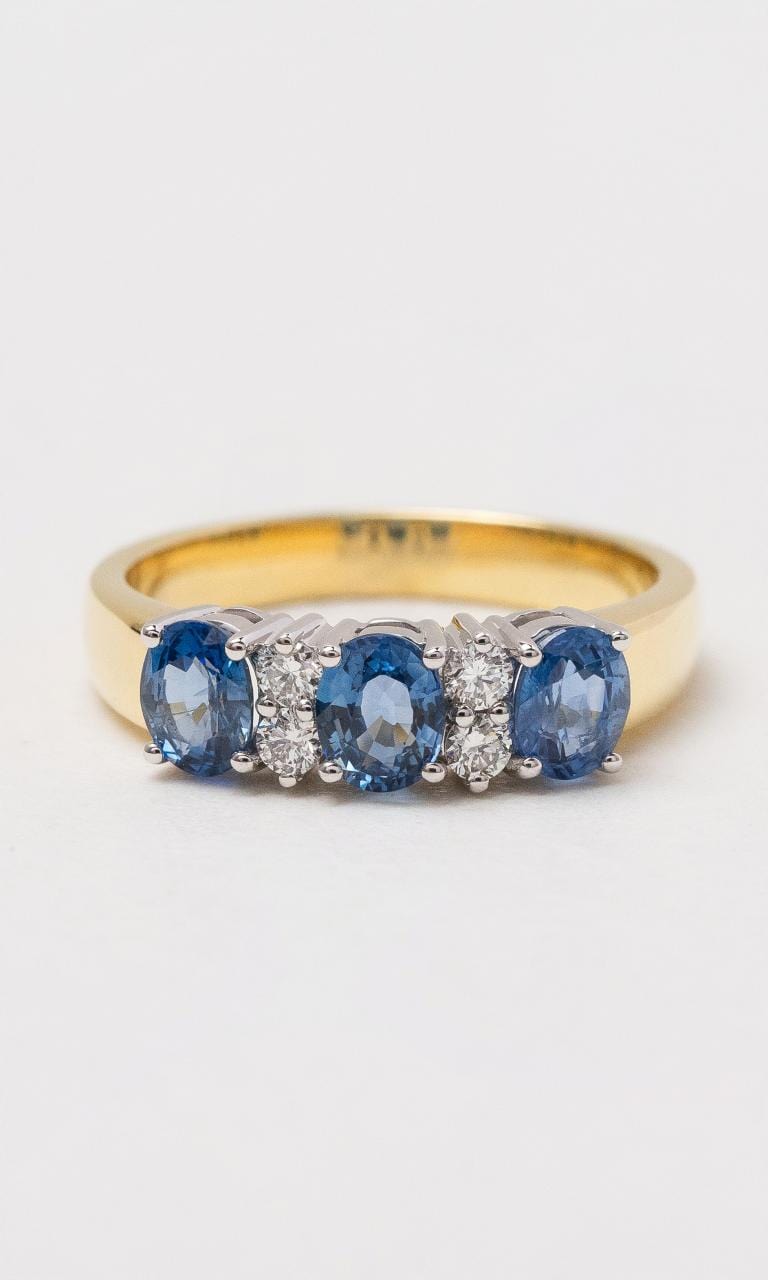 Hogans Family Jewellers 18K YWG Ceylon Sapphire & Diamond Band