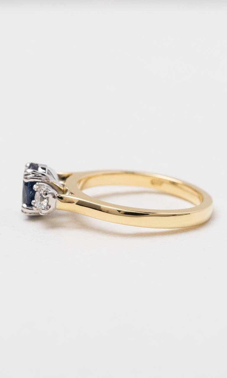Hogans Family Jewellers 18K YWG Ceylon Sapphire Trilogy Ring