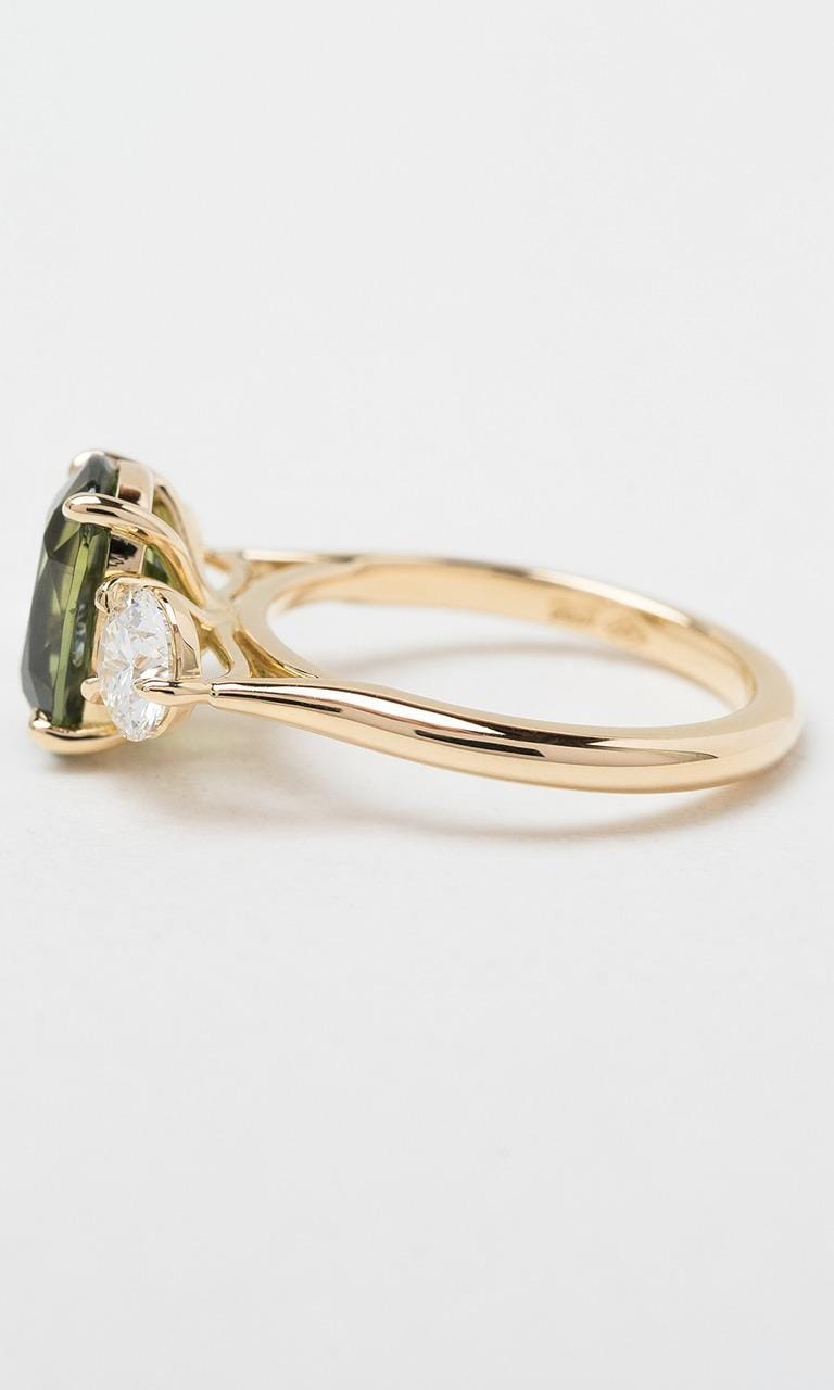 Hogans Family Jewellers 18K YWG Cushion Cut Australian Sapphire Trilogy Ring