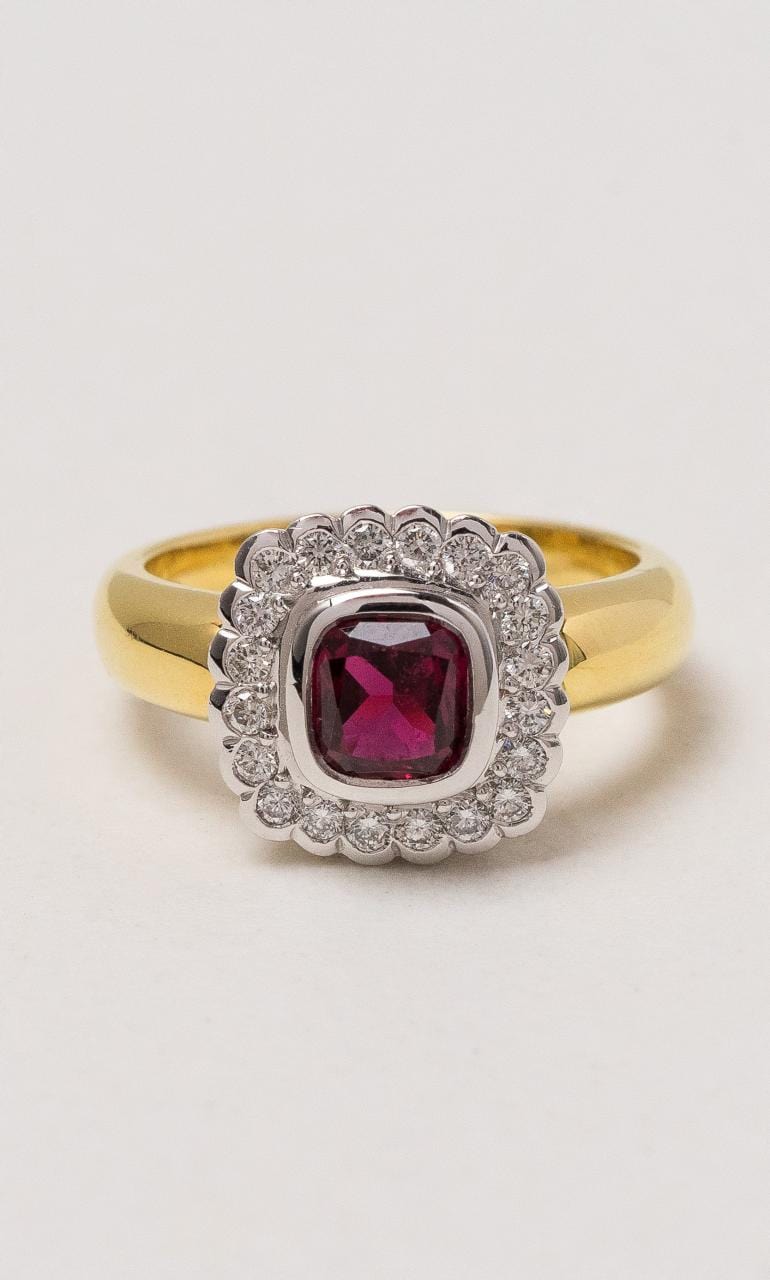 Hogans Family Jewellers 18K YWG Cushion Ruby Dress Ring