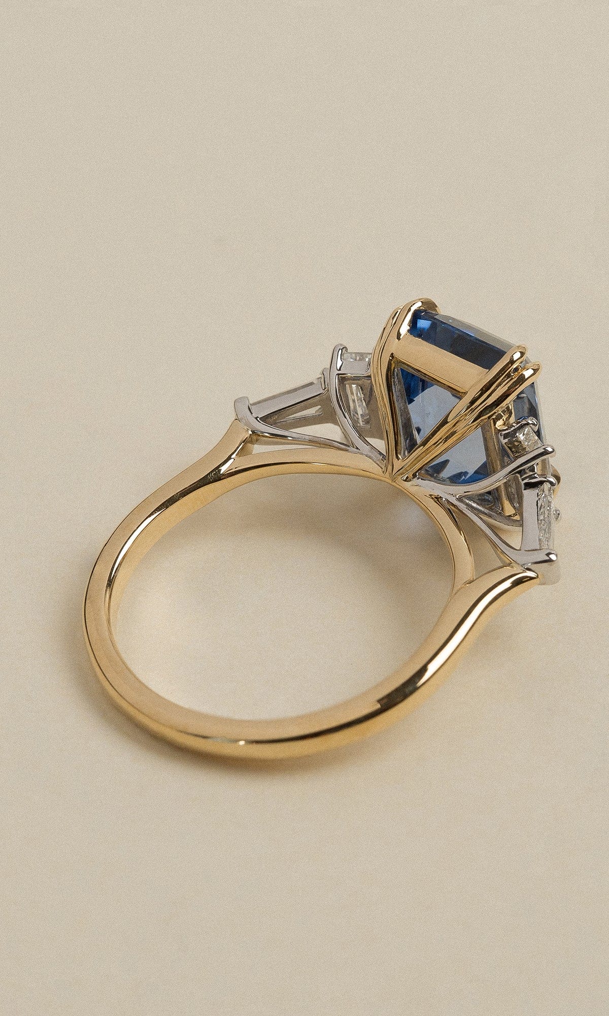 Hogans Family Jewellers 18K YWG Emerald Cut Ceylon Sapphire Five Stone Ring