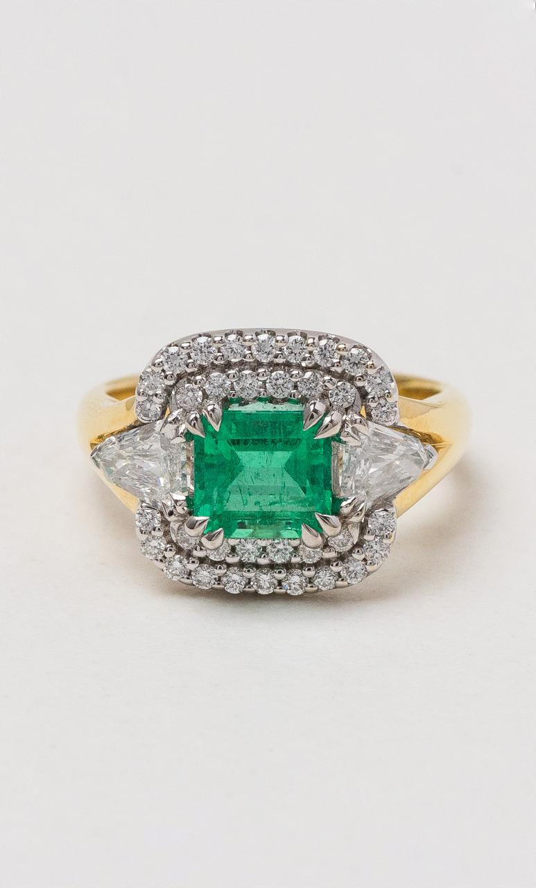 Hogans Family Jewellers 18K YWG Emerald & Diamond Ring