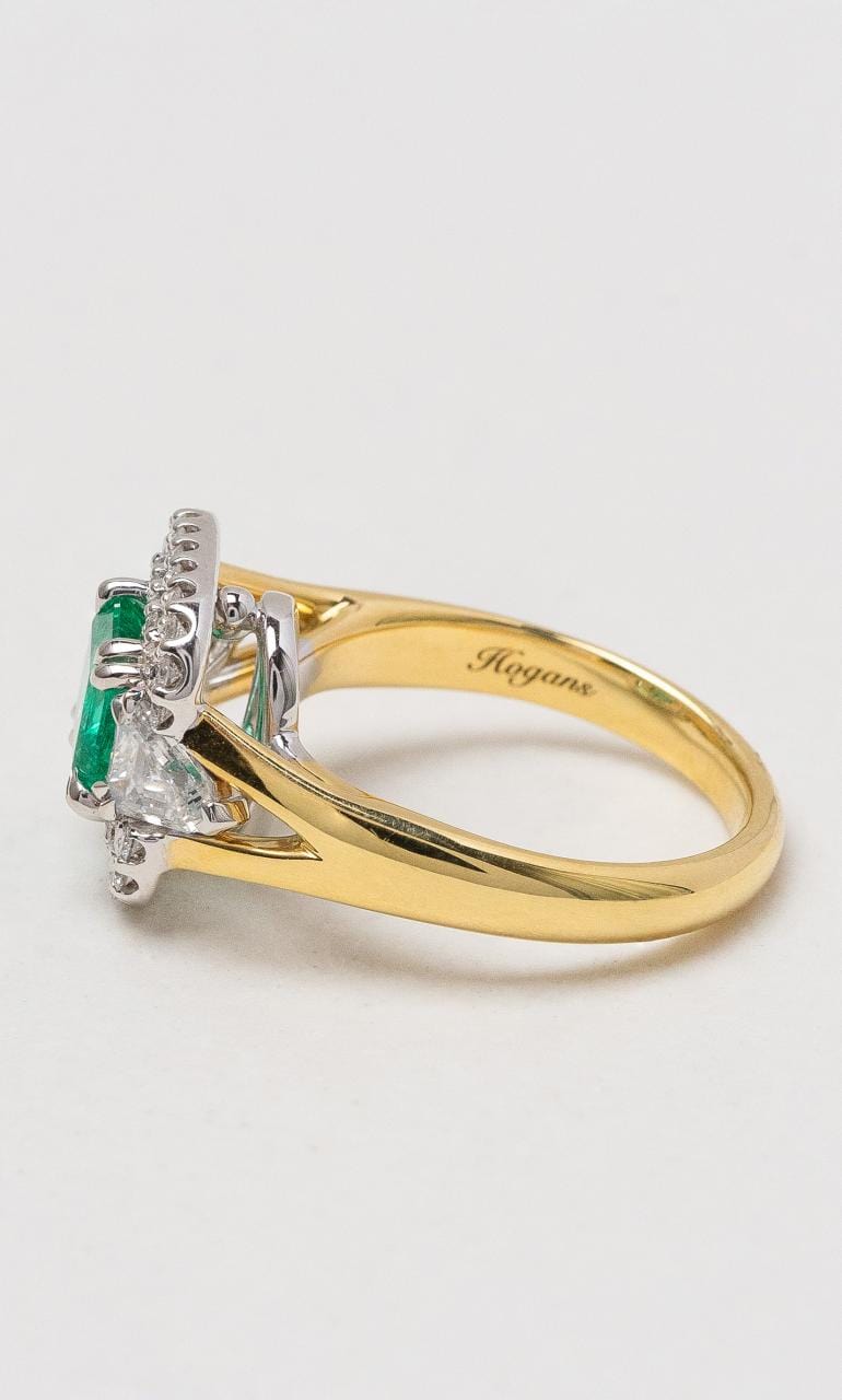 Hogans Family Jewellers 18K YWG Emerald & Diamond Ring