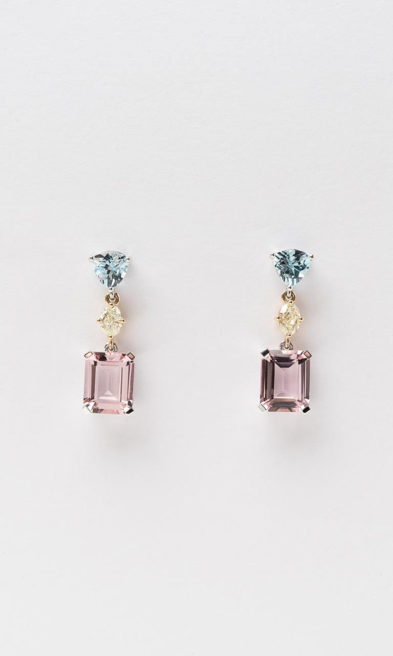 Hogans Family Jewellers 18K YWG Multi-Coloured Gemstone Drop Earrings