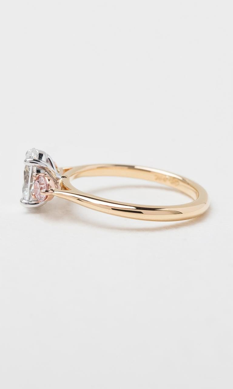 Hogans Family Jewellers 18K YWG Oval Cut Argyle-Certified Pink Diamond Trilogy Ring