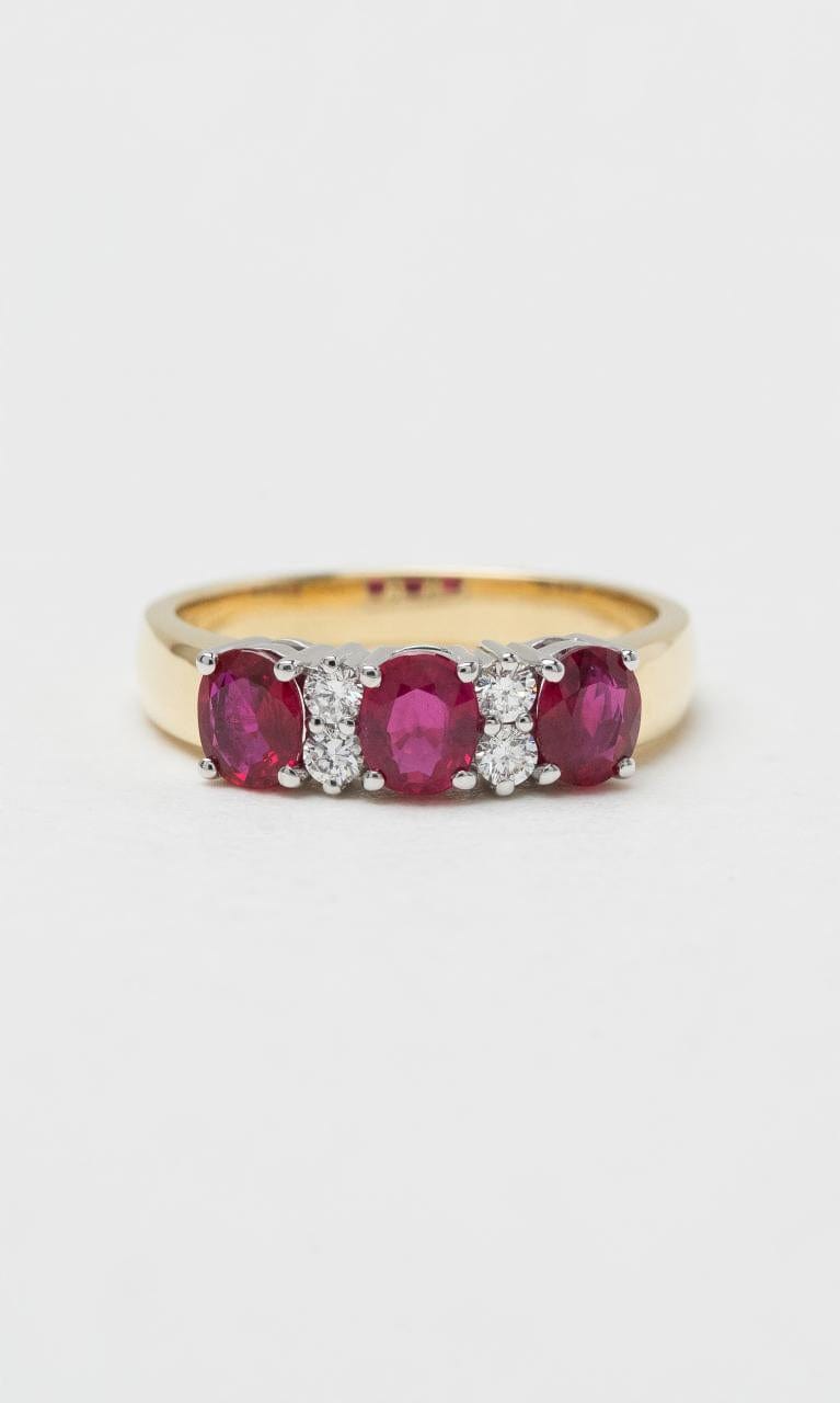 Hogans Family Jewellers 18K YWG Oval Cut Ruby & Diamond Band