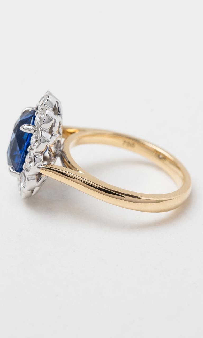 Hogans Family Jewellers 18K YWG Oval Cut Sapphire Halo Ring