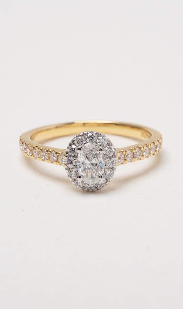 Hogans Family Jewellers 18K YWG Oval Halo Diamond Ring