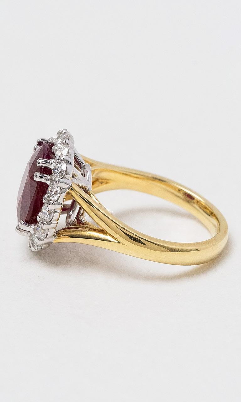 Hogans Family Jewellers 18K YWG Oval Ruby & Diamond Ring