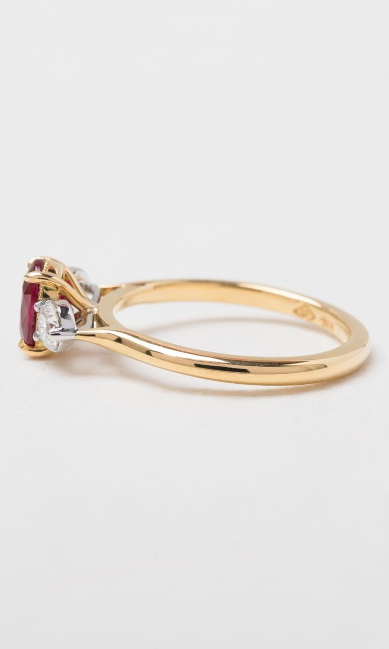Hogans Family Jewellers 18K YWG Oval Trilogy Ruby Ring