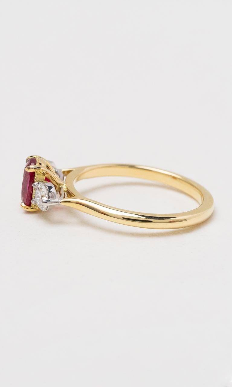 Hogans Family Jewellers 18K YWG Oval Trilogy Ruby Ring