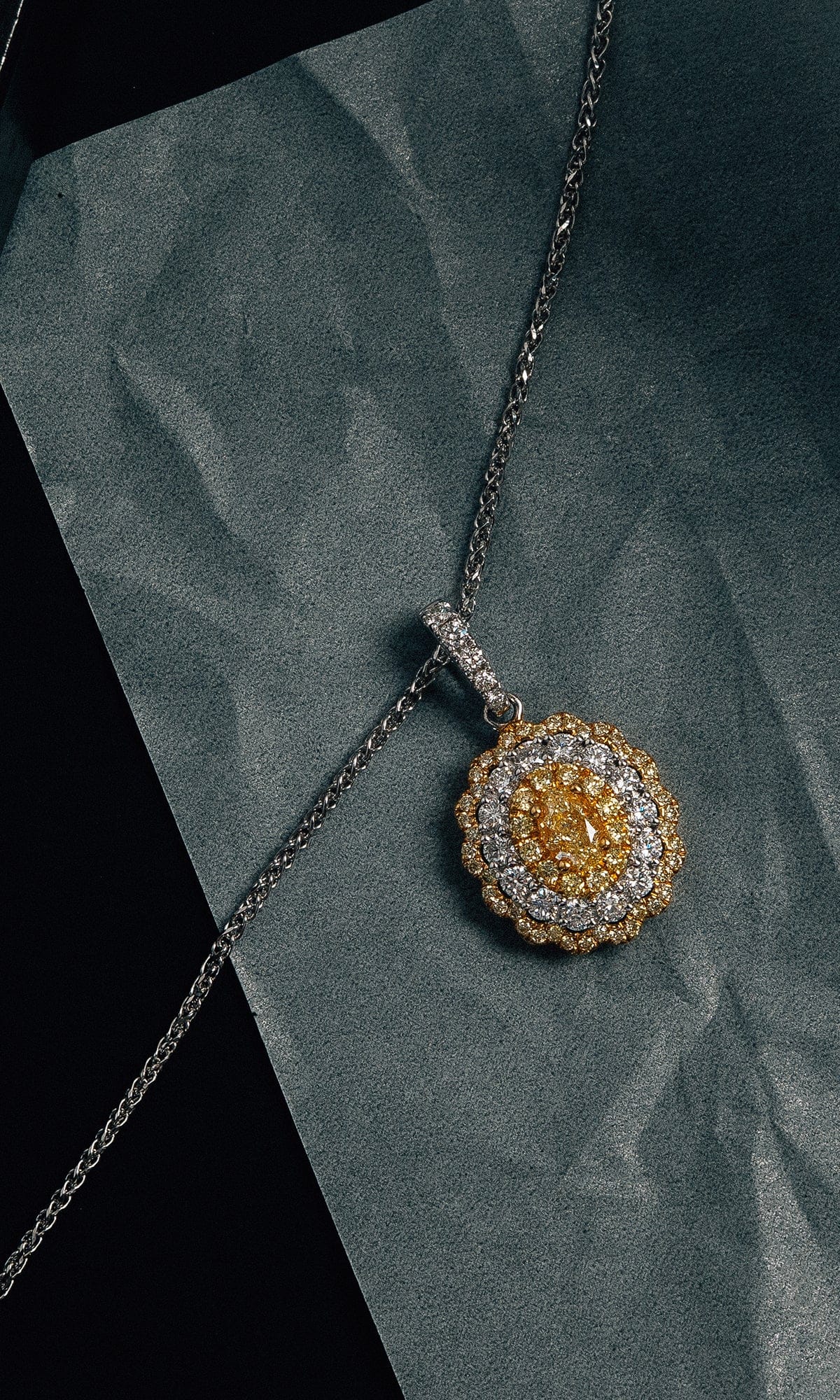 Hogans Family Jewellers 18K YWG Oval Yellow & White Diamond Pendant