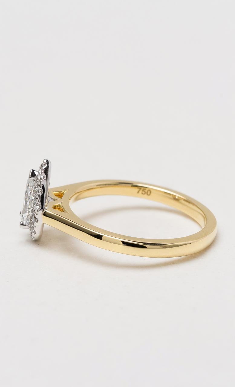 Hogans Family Jewellers 18K YWG Pear Cut Halo Diamond Ring