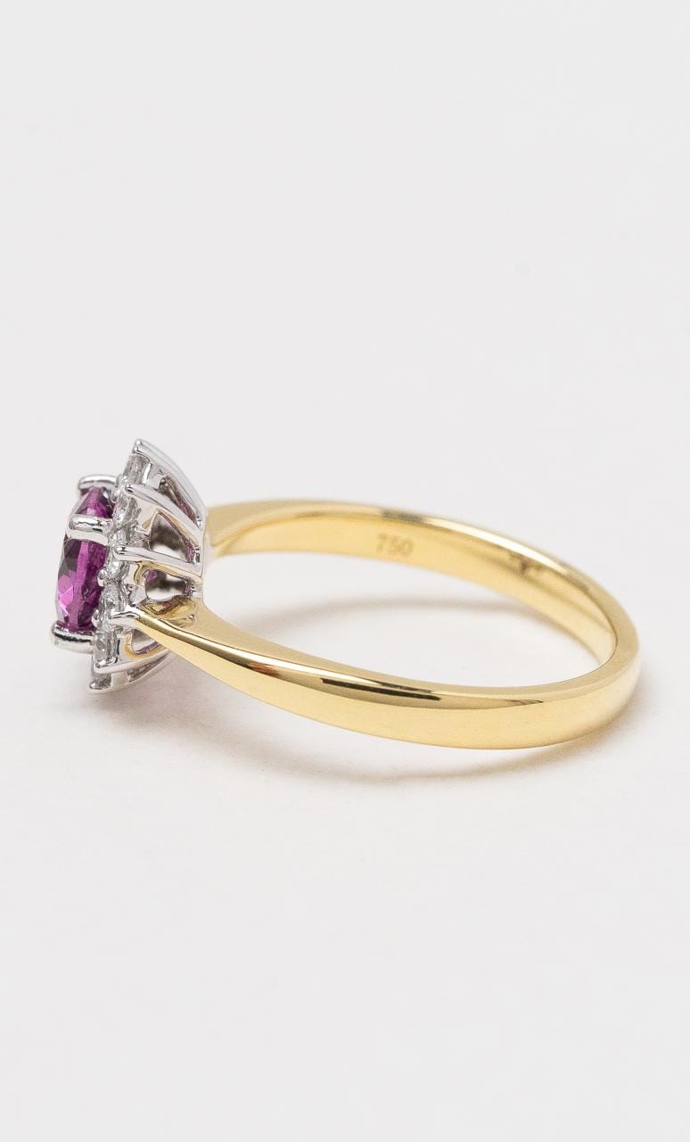 Hogans Family Jewellers 18K YWG Rhodolite Garnet & Diamond Ring