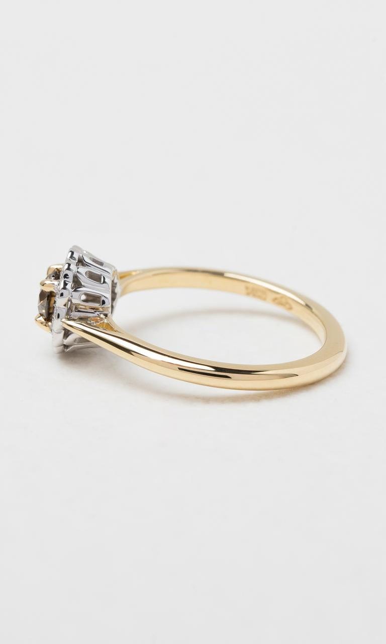 Hogans Family Jewellers 18K YWG Round Brilliant Cut Argyle Champagne Diamond Cluster Ring