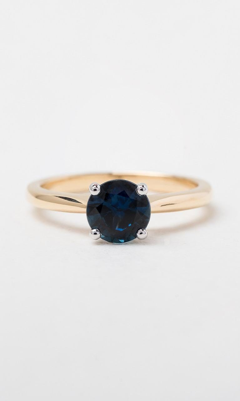 Hogans Family Jewellers 18K YWG Round Brilliant Cut Australian Sapphire Solitaire Ring