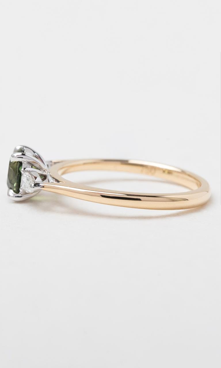 Hogans Family Jewellers 18K YWG Round Brilliant Cut Australian Sapphire Trilogy Ring