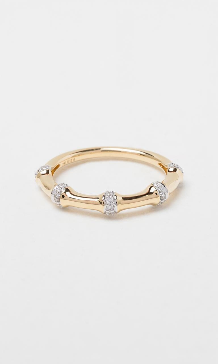 Hogans Family Jewellers 18K YWG Round Brilliant Cut Diamond Detailed Band