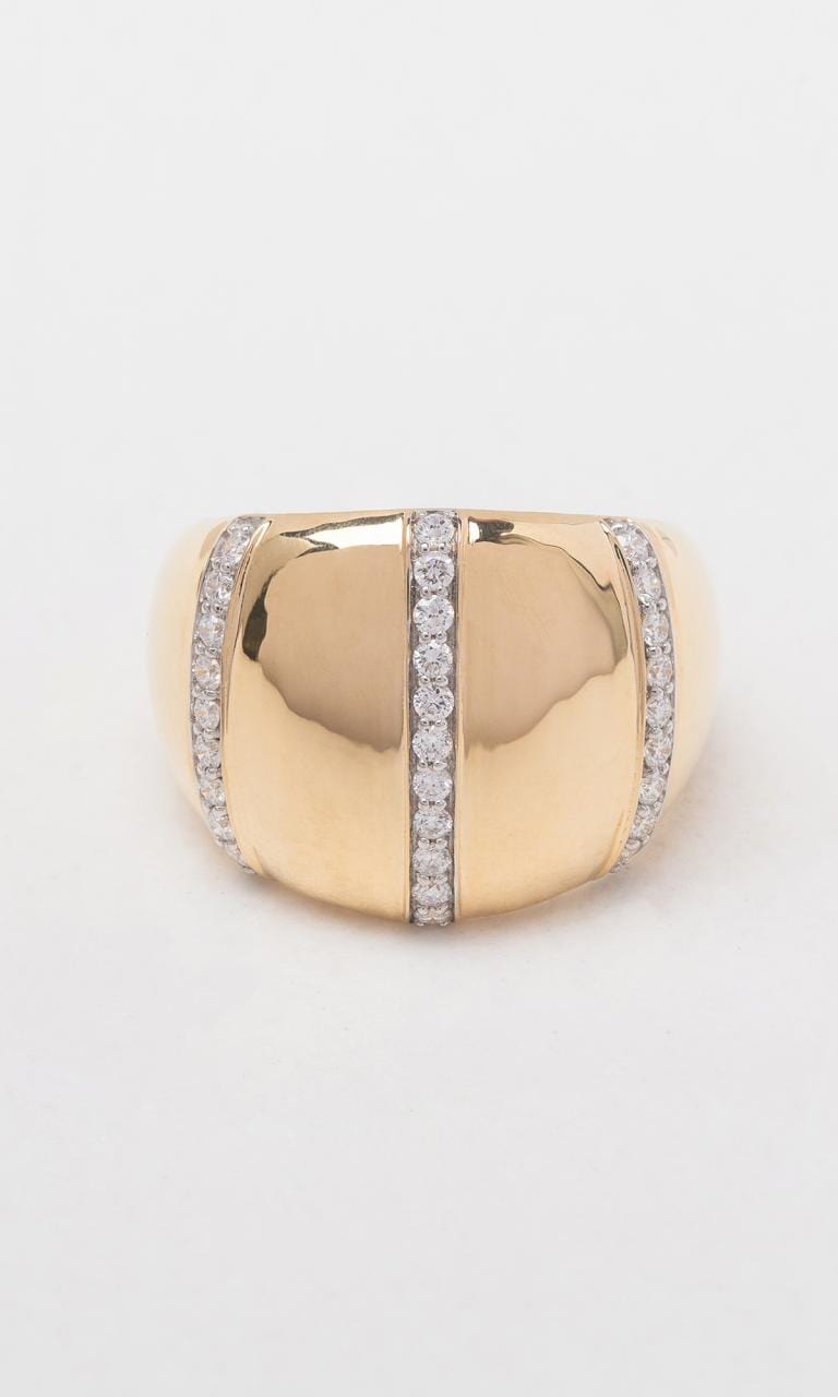 Hogans Family Jewellers 18K YWG Round Brilliant Cut Diamond Domed Dress Ring