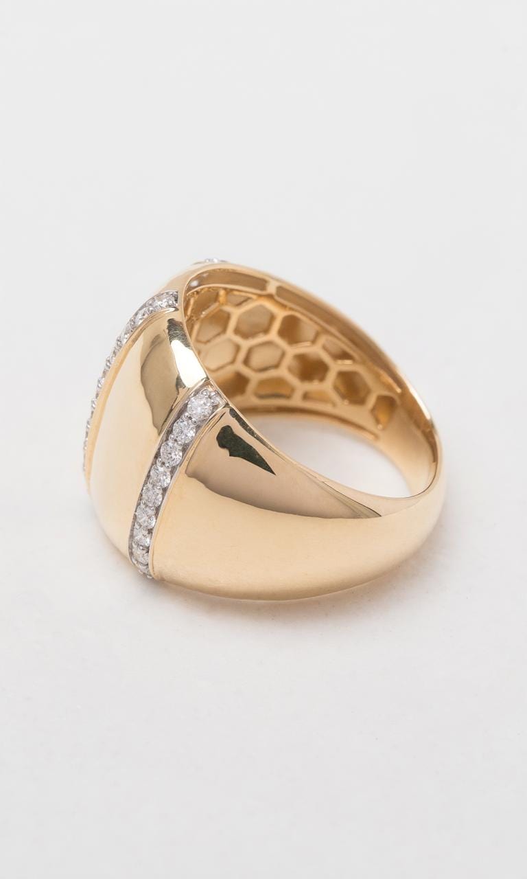 Hogans Family Jewellers 18K YWG Round Brilliant Cut Diamond Domed Dress Ring