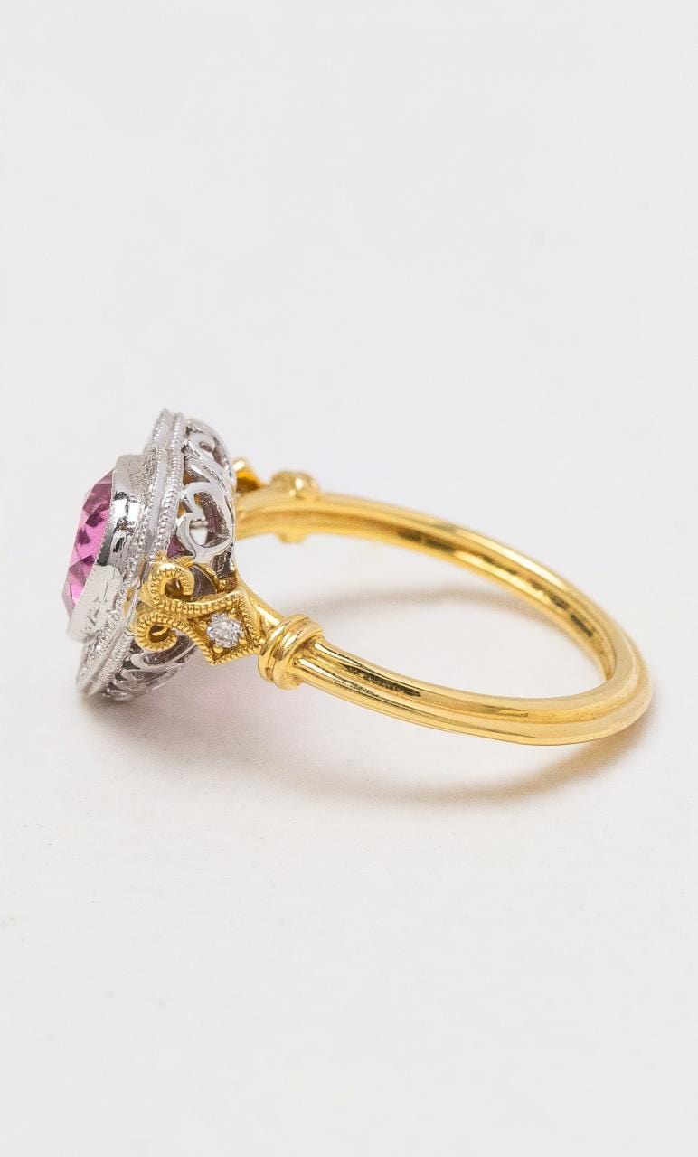 Hogans Family Jewellers 18K YWG Rubellite Heart & Diamond Dress Ring