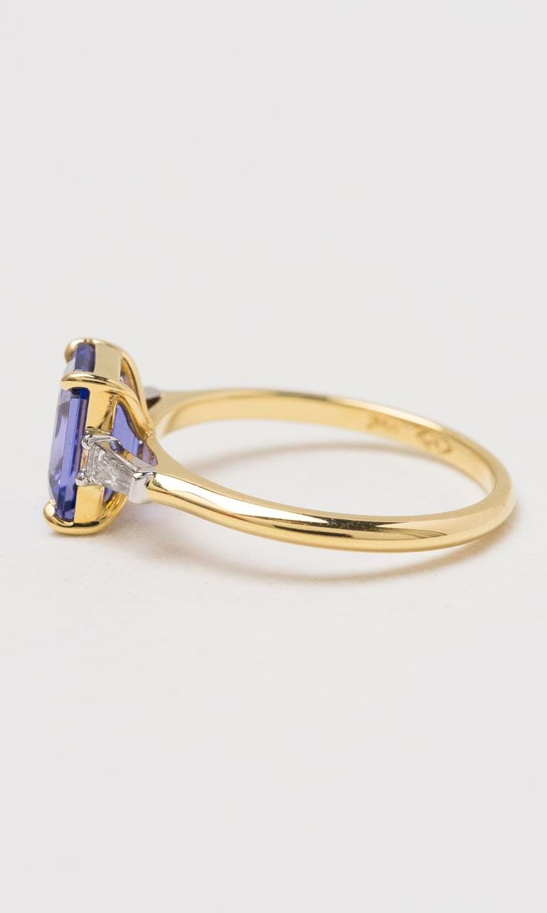 Hogans Family Jewellers 18K YWG Tanzanite & Diamond Trilogy Ring