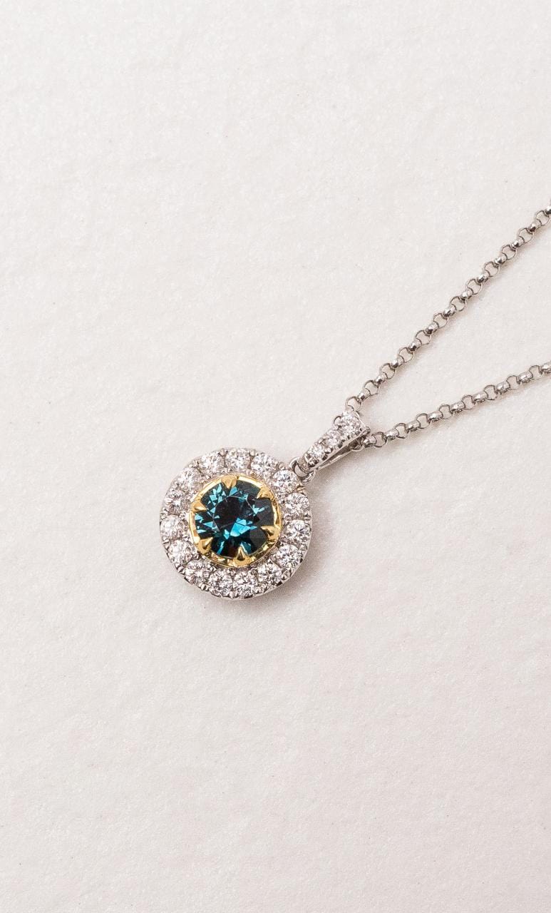 Hogans Family Jewellers 18K YWG Teal Blue Sapphire Pendant