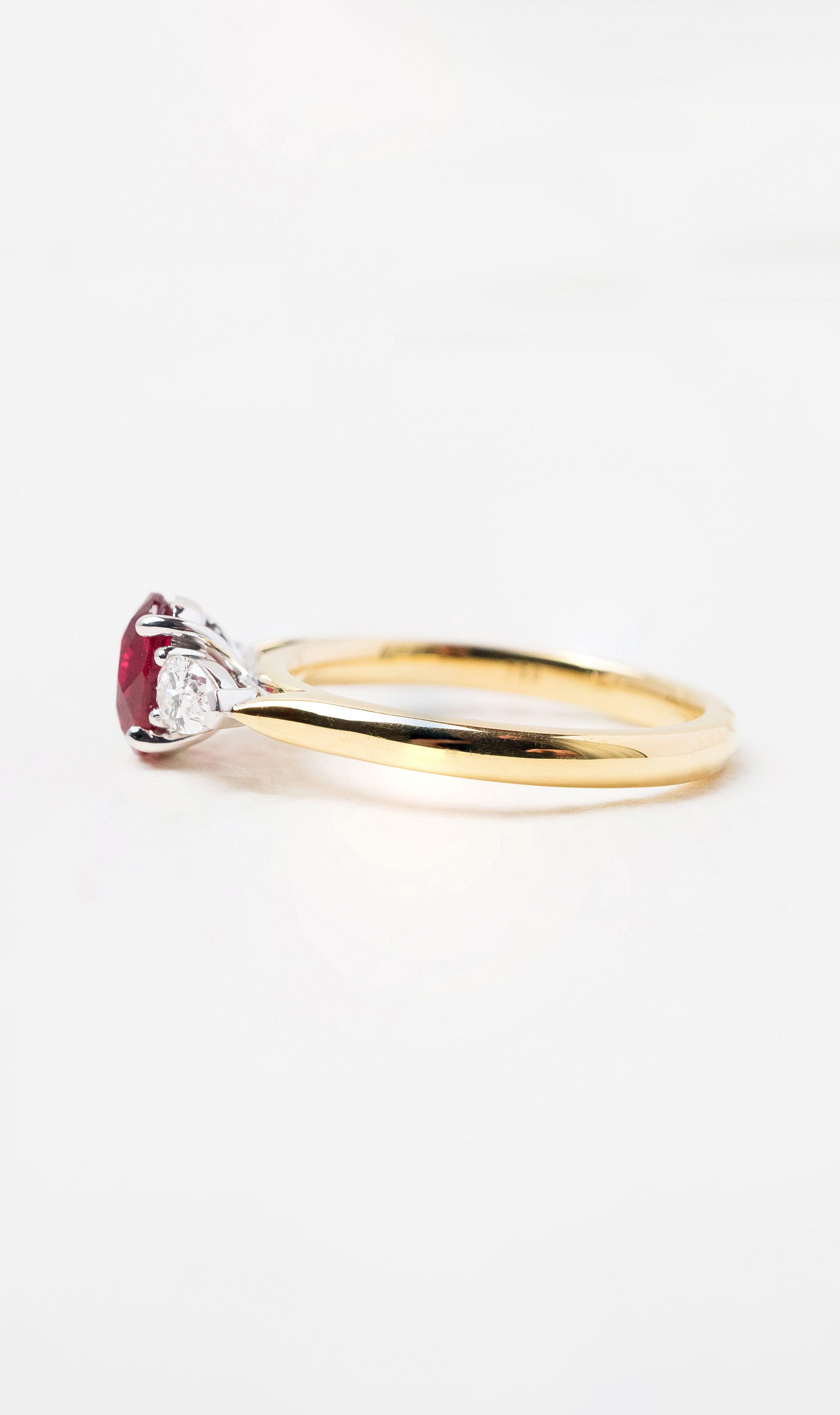 Hogans Family Jewellers 18K YWG Trilogy Ruby Ring
