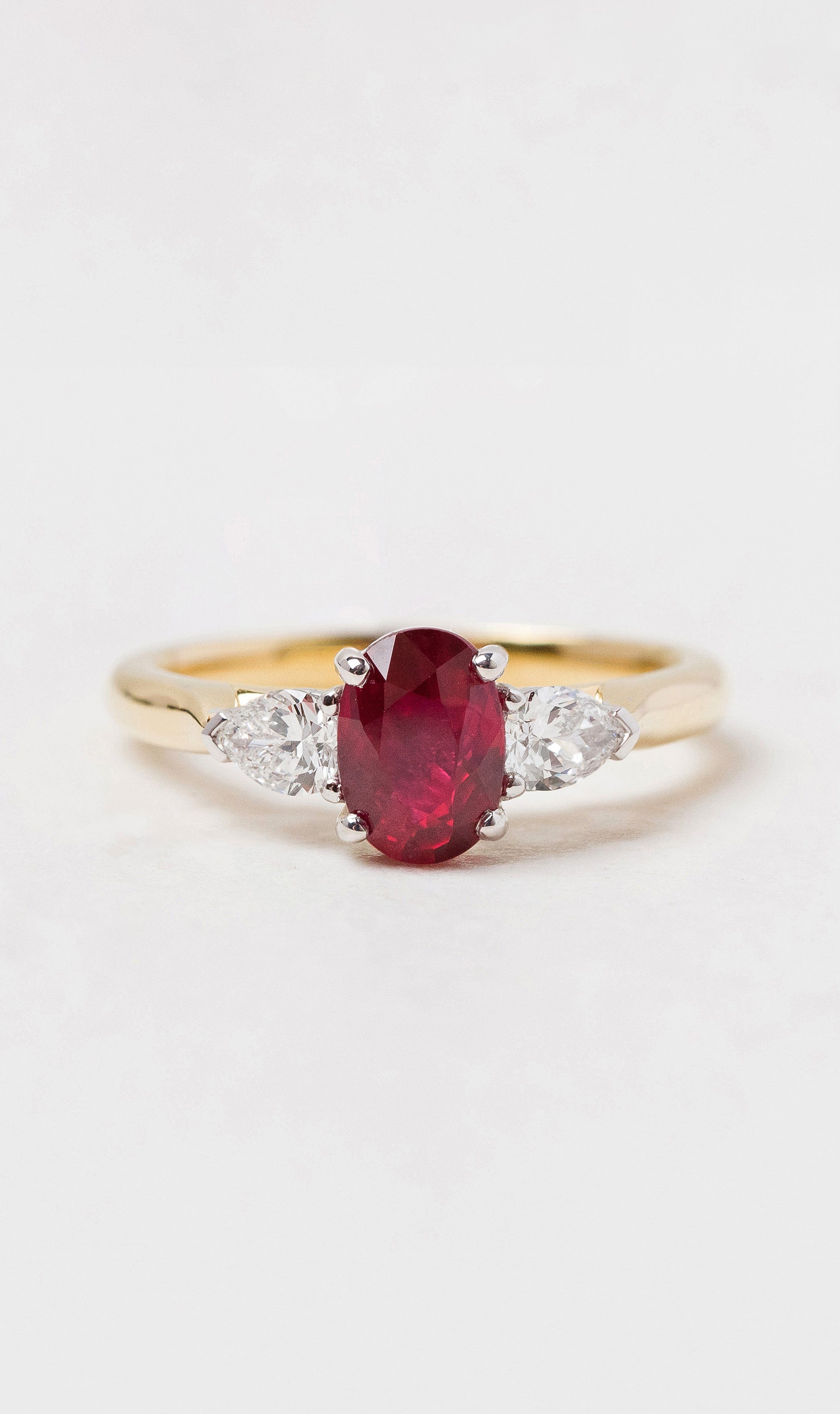 Hogans Family Jewellers 18K YWG Trilogy Ruby Ring