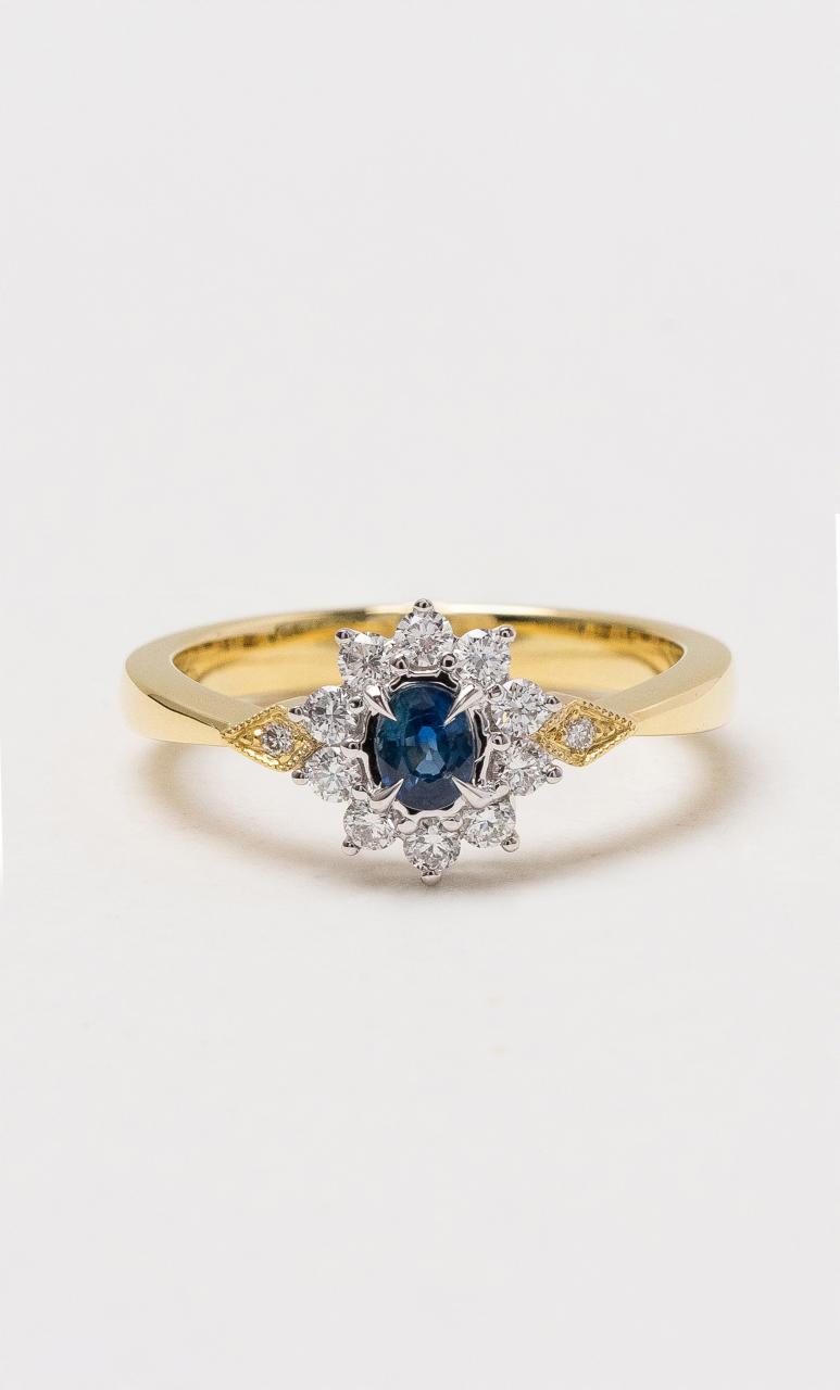 Hogans Family Jewellers 18K YWG Vintage Style Australian Sapphire Ring