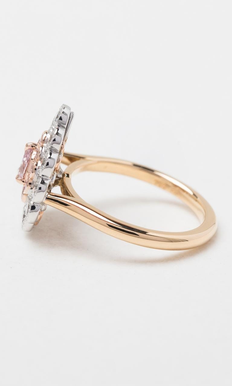 Hogans Family Jewellers 18K YWRG Argyle-Certified Pear Cut Pink Diamond Halo Ring