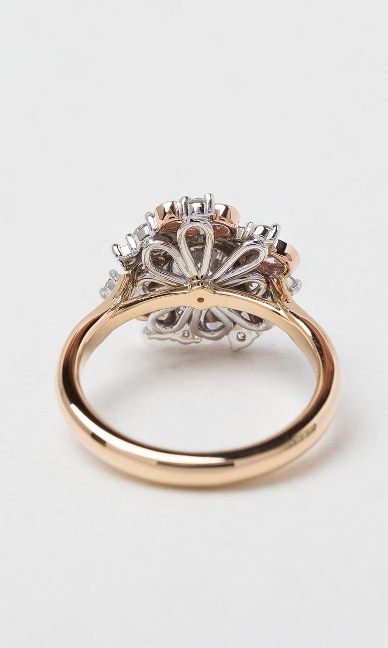 Hogans Family Jewellers 18K YWRG Round Brilliant Cut Decorative Australian Pink & Blue Diamond Cluster Ring