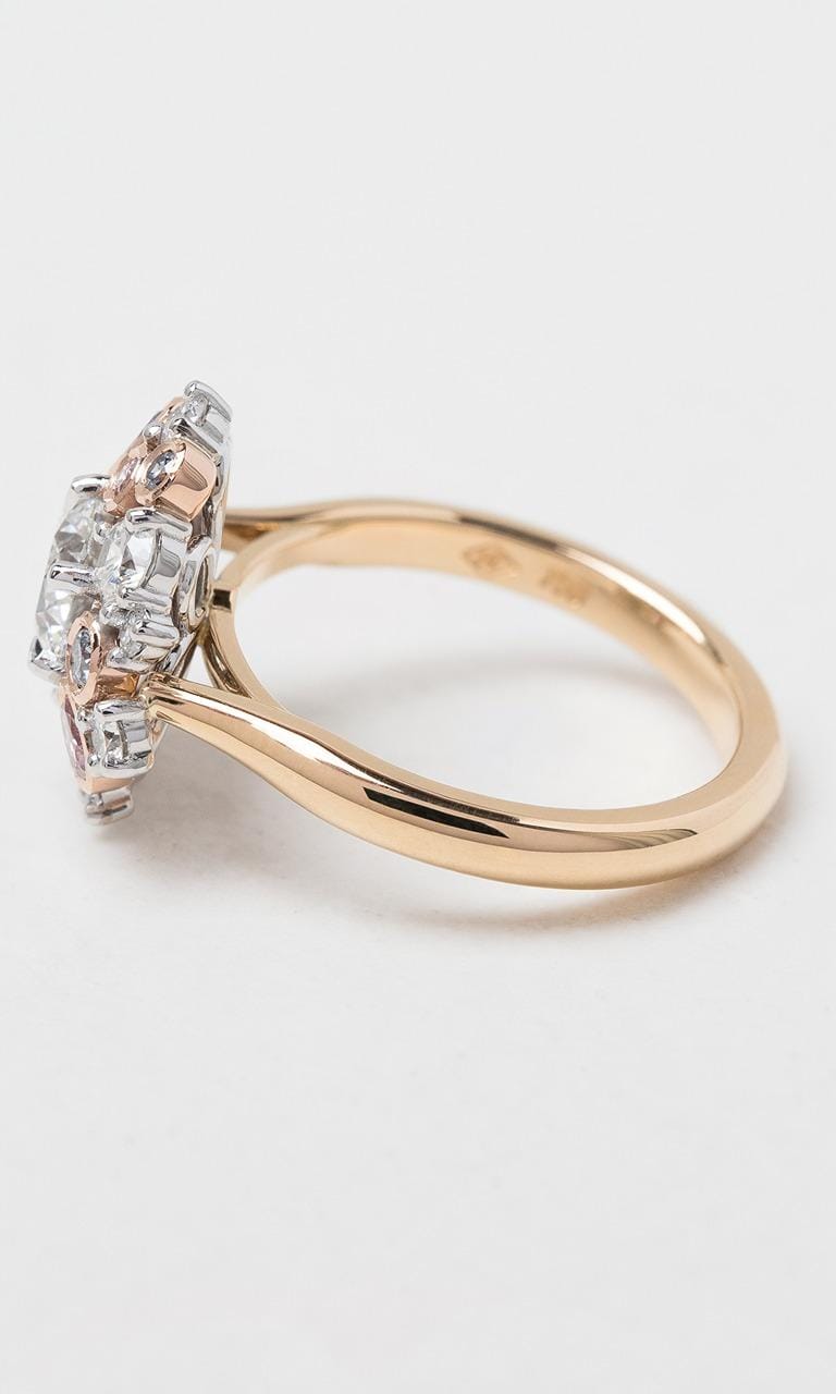 Hogans Family Jewellers 18K YWRG Round Brilliant Cut Decorative Australian Pink & Blue Diamond Cluster Ring