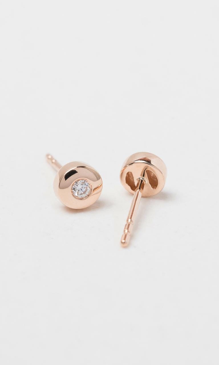 Hogans Family Jewellers 9K RG 0.062ct TDW Diamond Set Solitaire Bezel Set Stud Earrings