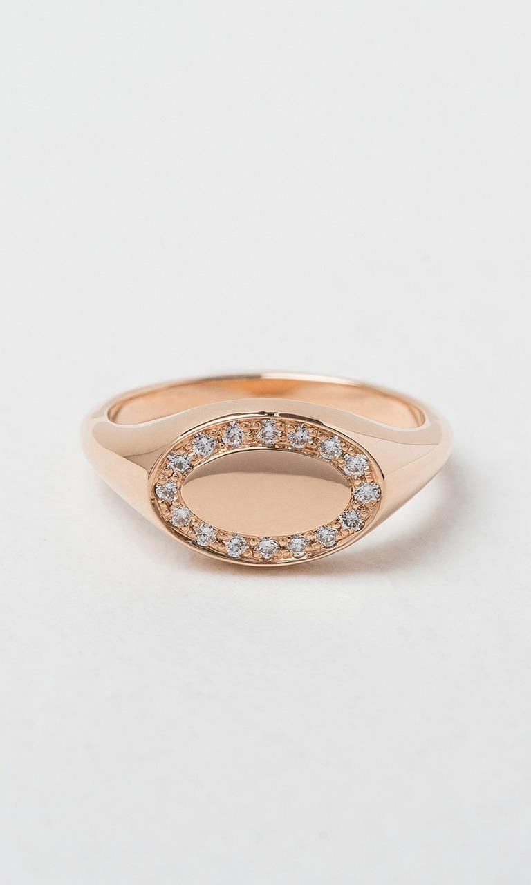Hogans Family Jewellers 9K RG 0.16ct TDW Round Brilliant Cut Diamond Oval Signet Ring