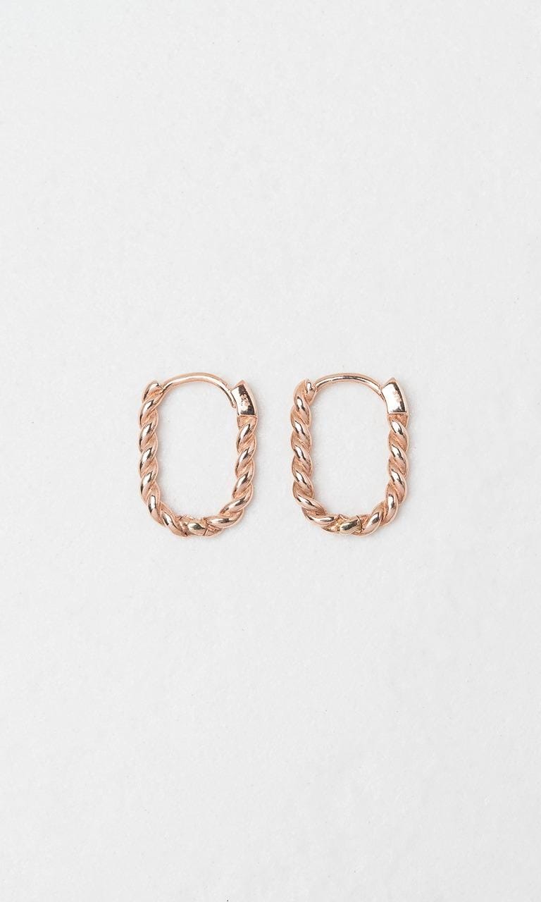 Hogans Family Jewellers 9K RG 12mm Textured Oval Huggie Earrings