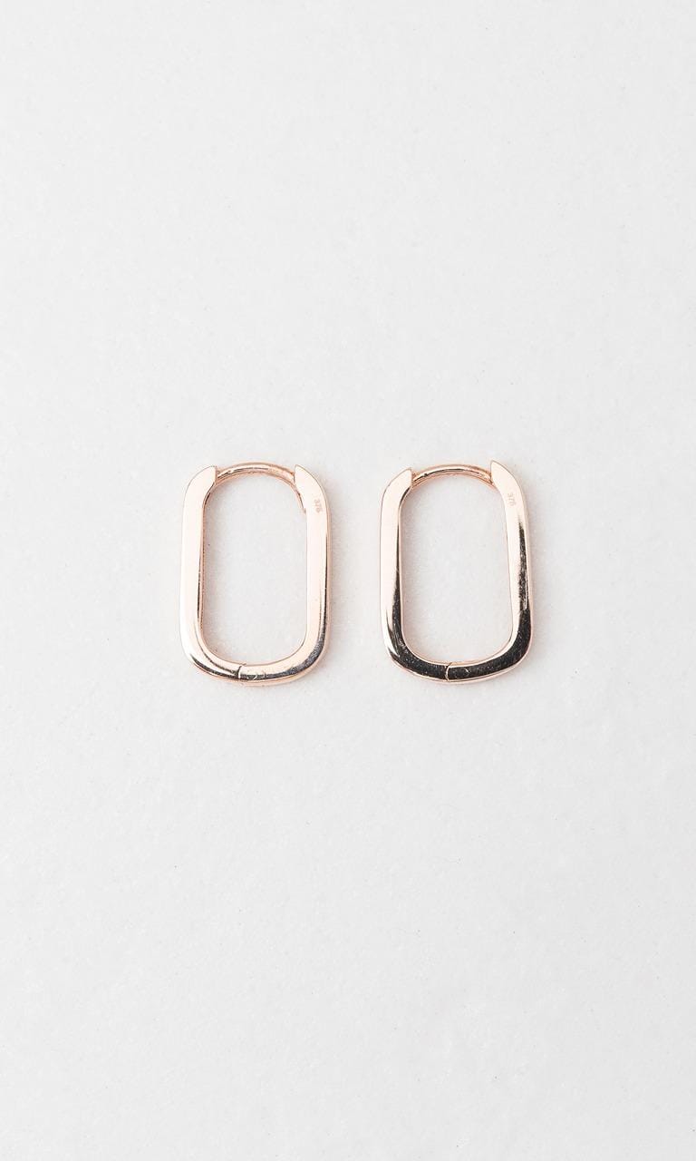 Hogans Family Jewellers 9K RG 15.4mm Oblong Huggie Earrings
