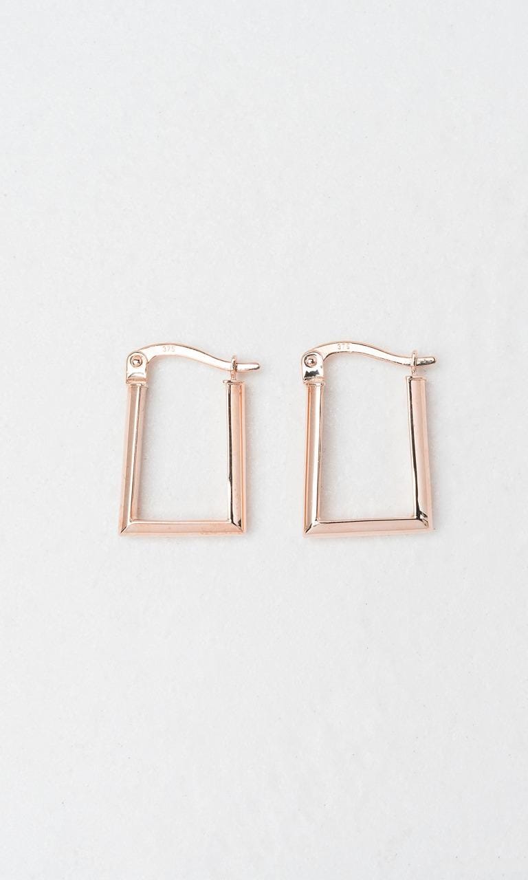 Hogans Family Jewellers 9K RG 15mm Rectangular Hoop Earrings