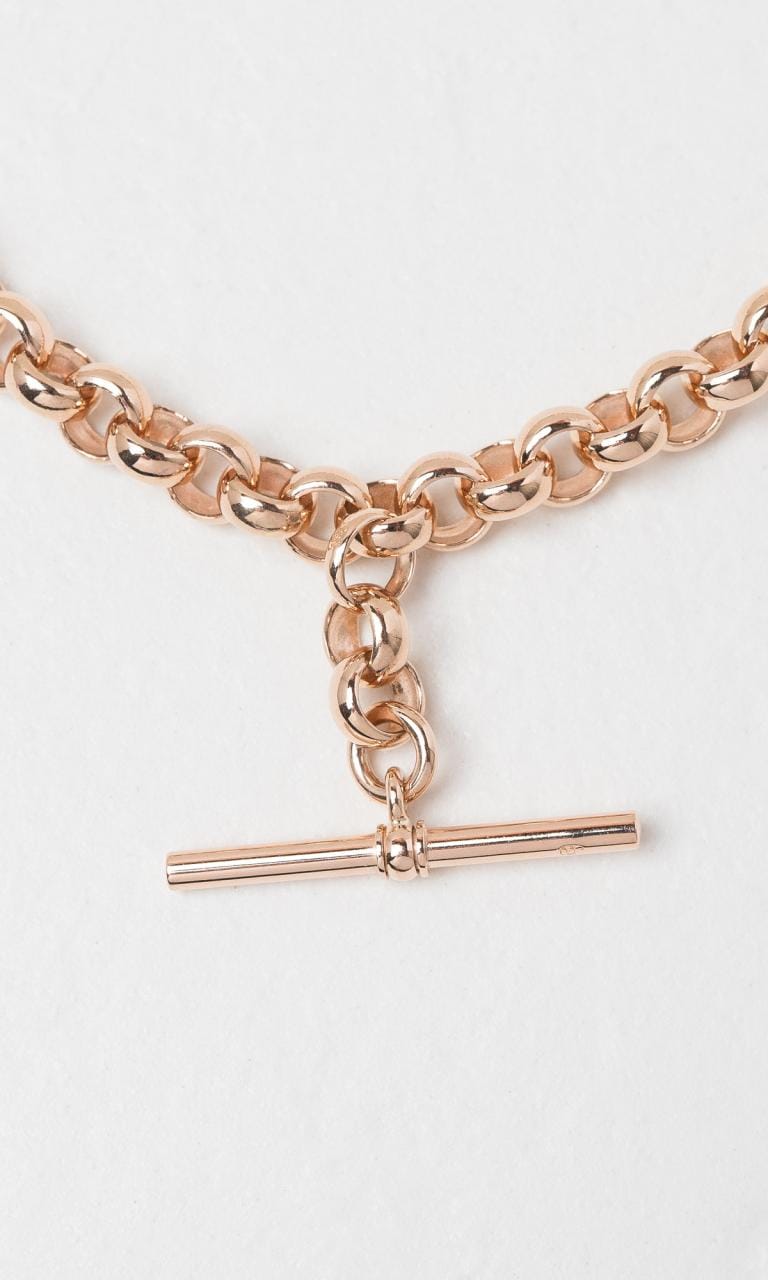 Hogans Family Jewellers 9K RG 49cm Belcher Fob Chain Necklace