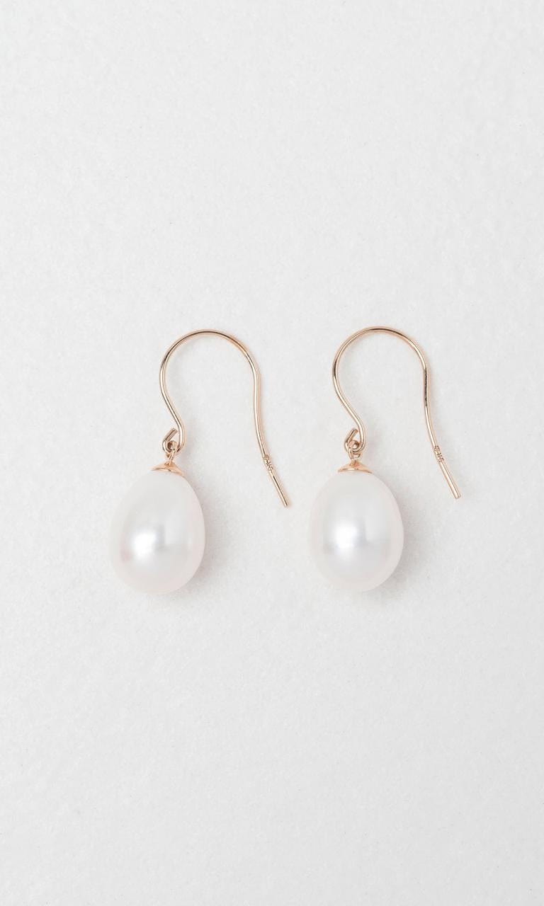 Hogans Family Jewellers 9K RG 9mm Freshwater Pearl Shepherd Hook Earrings