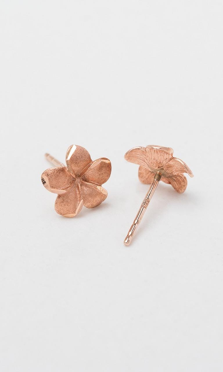 Hogans Family Jewellers 9K RG Brushed Floral Stud Earrings