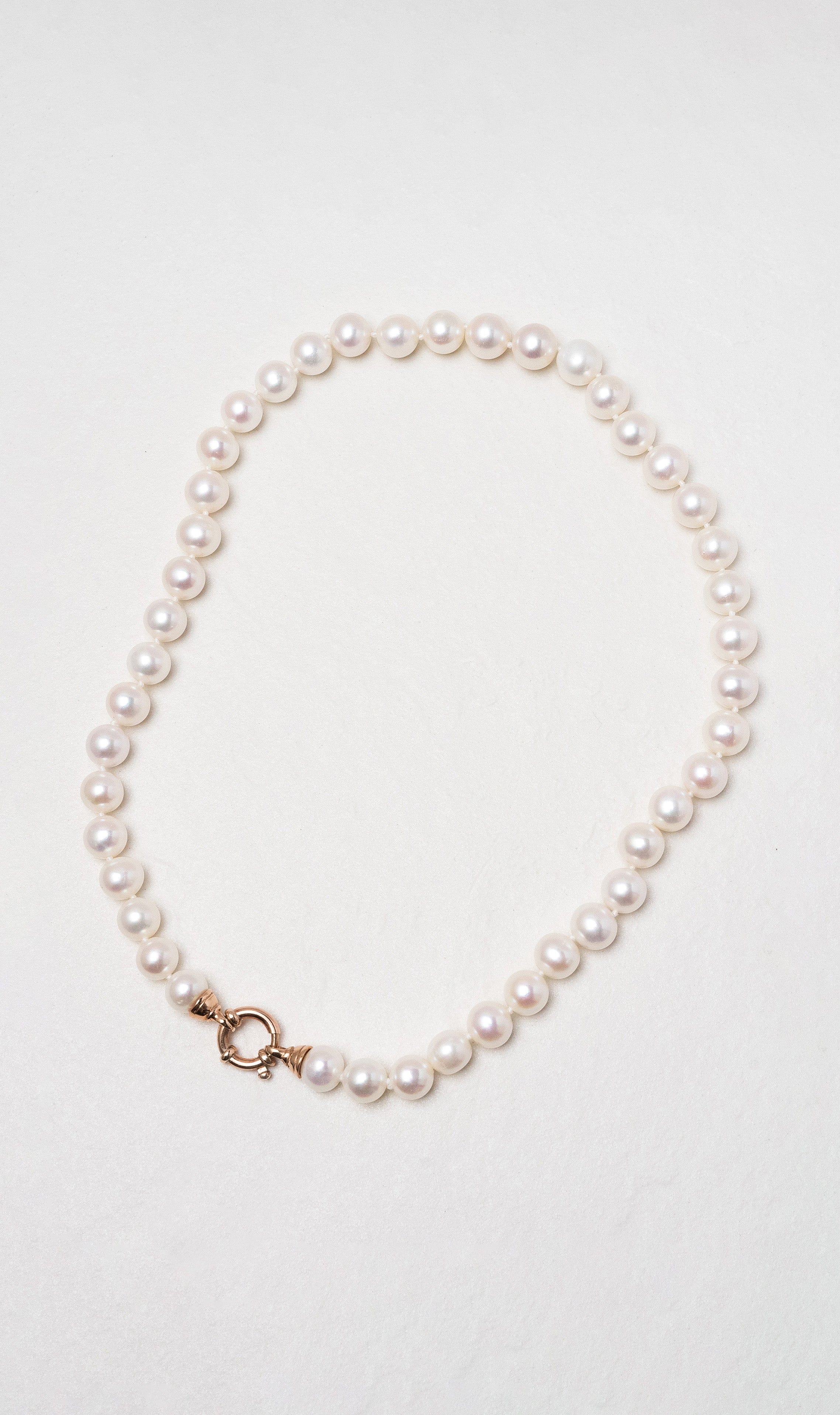 Hogans Family Jewellers 9K RG Freshwater Pearl Necklace with Euro Bolt Clasp