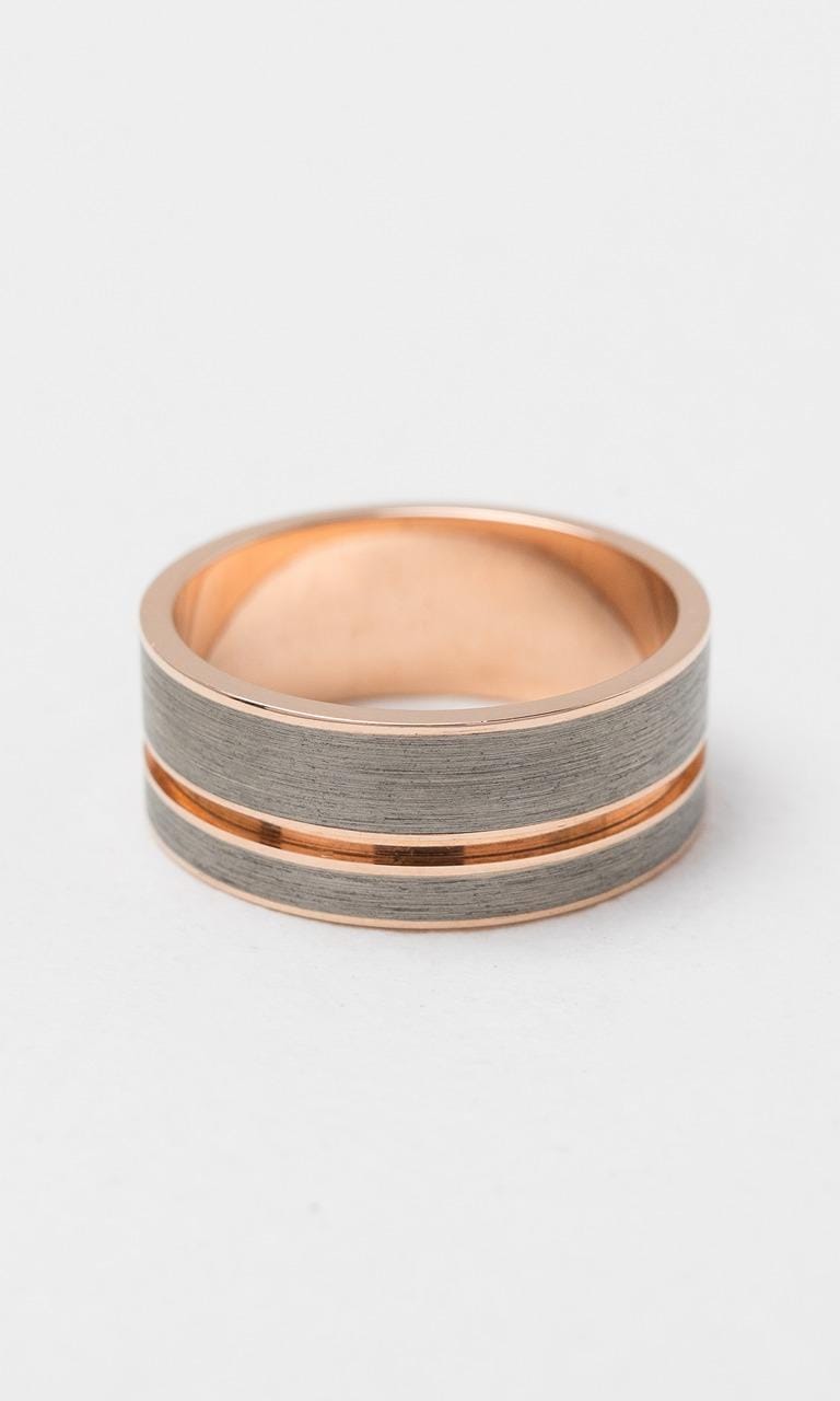 Hogans Family Jewellers 9K RG & Grey Zirconium 9mm Gents Band