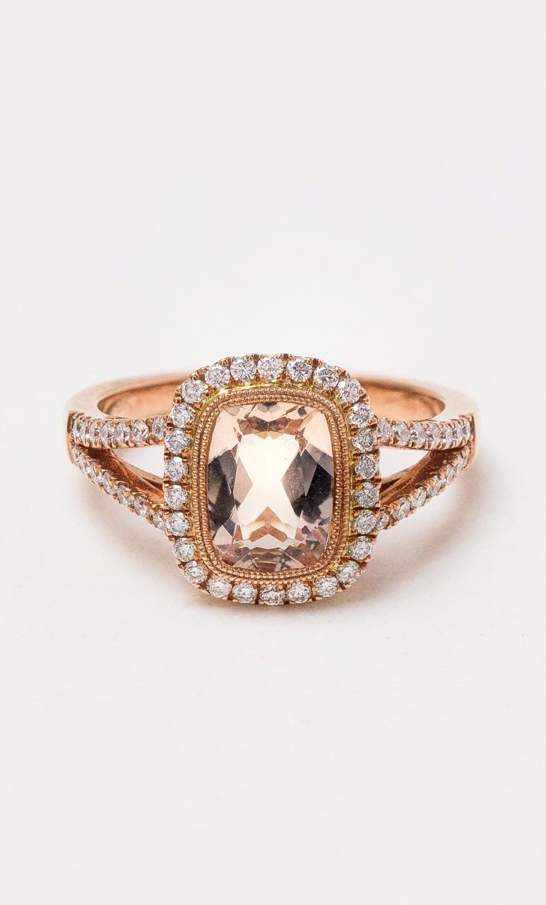 Hogans Family Jewellers 9K RG Morganite & Diamond Halo Ring