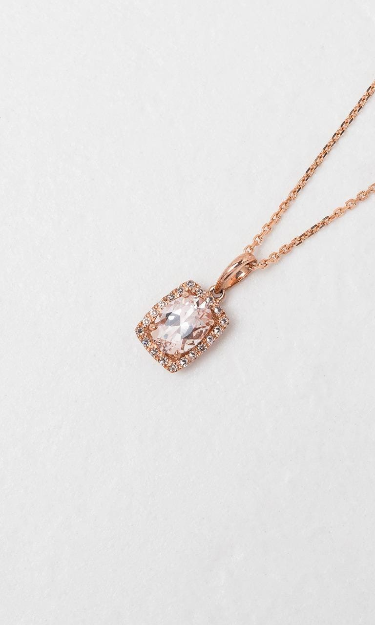 Hogans Family Jewellers 9K RG Oval Cut Morganite Halo Pendant