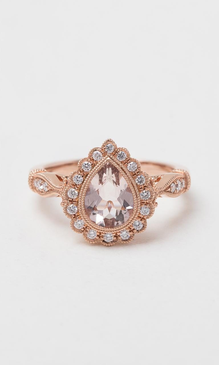 Hogans Family Jewellers 9K RG Pear Cut Morganite Antique Dress Ring