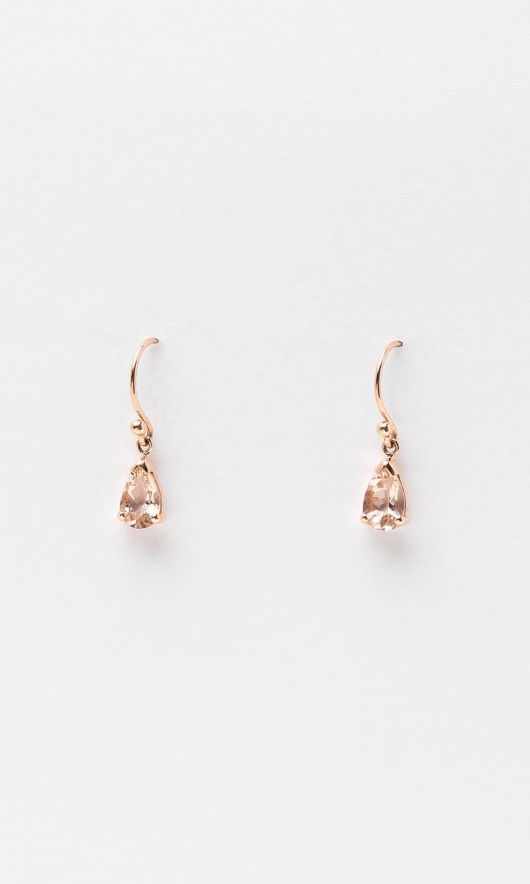 Hogans Family Jewellers 9K RG Pear Cut Morganite Drop Earrings