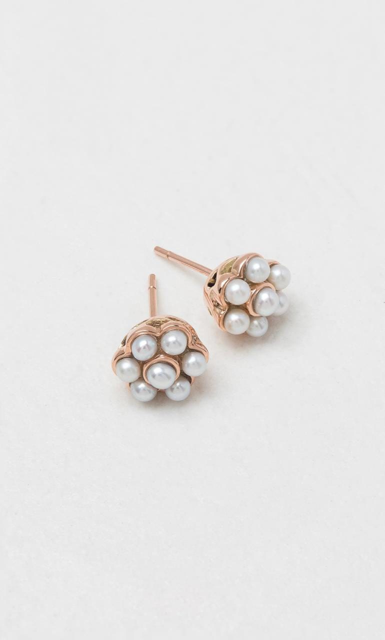 Hogans Family Jewellers 9K RG Seed Pearl Cluster Stud Earrings