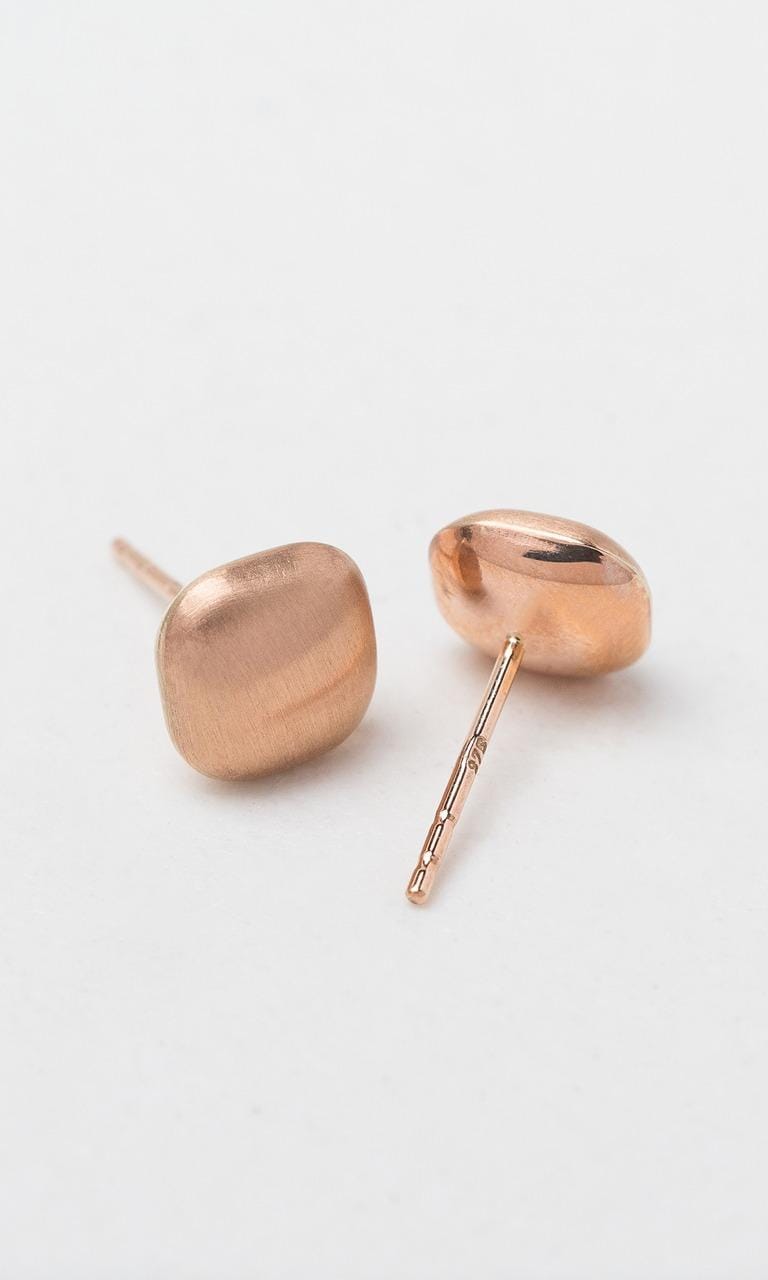 Hogans Family Jewellers 9K RG Square Brushed Stud Earrings