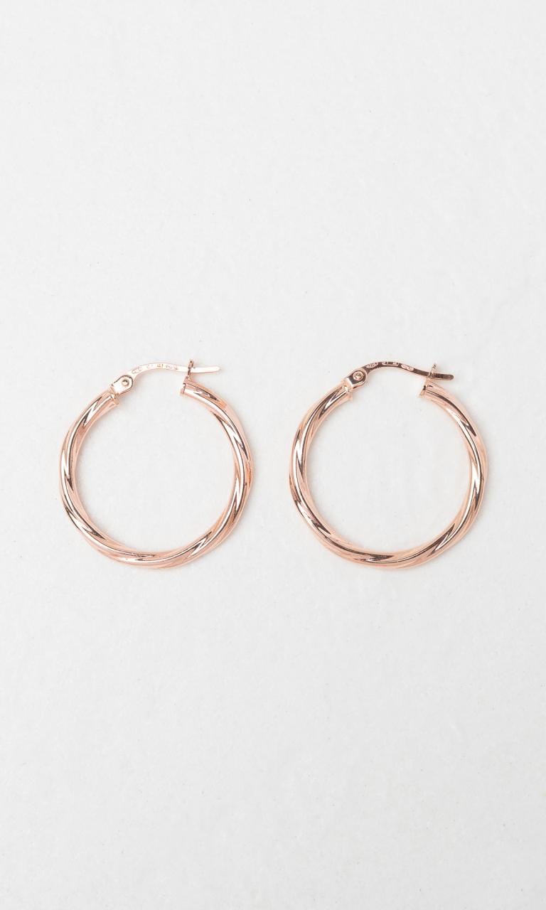 Hogans Family Jewellers 9K RG Twist Hoop Earrings